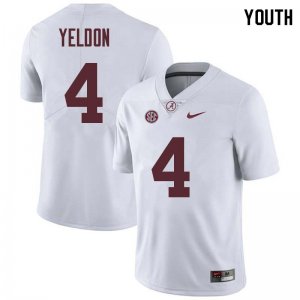 NCAA Youth Alabama Crimson Tide #4 T.J. Yeldon Stitched College Nike Authentic White Football Jersey GW17E83FU